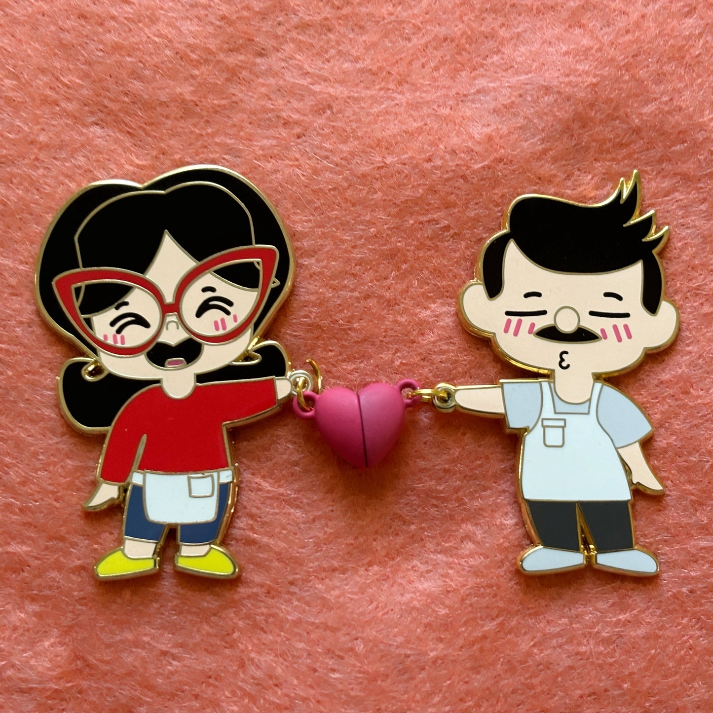 Bob + Linda Enamel Pin