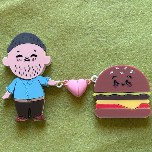 Teddy + Hamburger Acrylic Pin