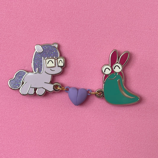 Horse Tina + Slug Louise Enamel Pin